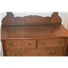 Image 4 : ANTIQUE OAK DRESSER W/5 DRAWERS & BEVELED SWING MIRROR