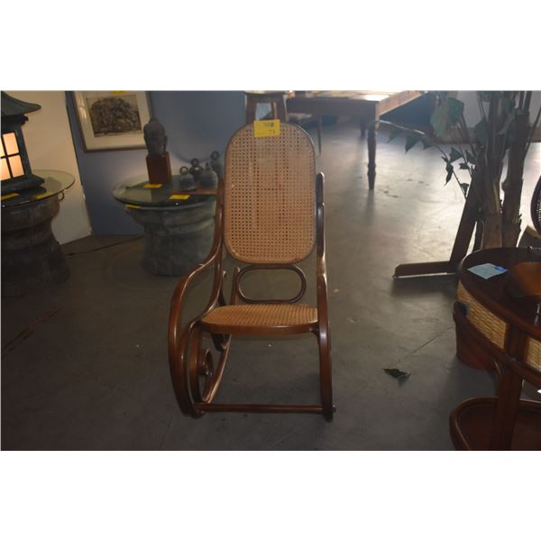 THONET STYLE BENTWOOD & CANE ROCKING CHAIR
