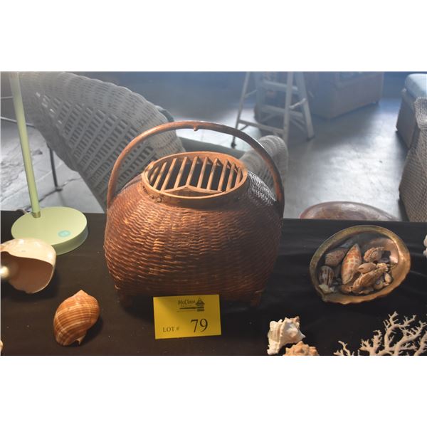 ANTIQUE HAND WOVEN SNAKE BASKET (SMALL ANIMAL TRANSPORT BASKET)