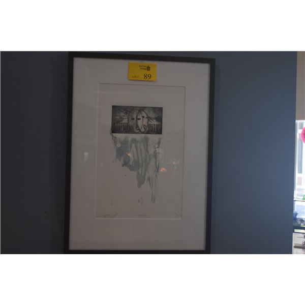 FRAMED MIXED MEDIA; SIGNED EV 1/2 (22" X 30")