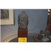 Image 1 : 16" STONE BUDDHA HEAD ON WOOD STAND