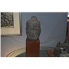 Image 2 : 16" STONE BUDDHA HEAD ON WOOD STAND
