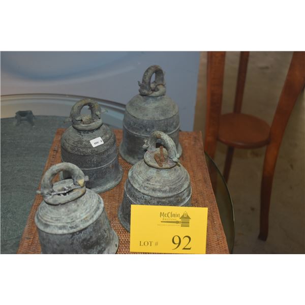 COLLECTION OF BRONZE BELLS (4 PCS)