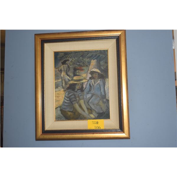 FRAMED OIL PAINTING, THREE LADIES; SIGNED & DATED 1944 (25 1/4" X 29 1/4")
