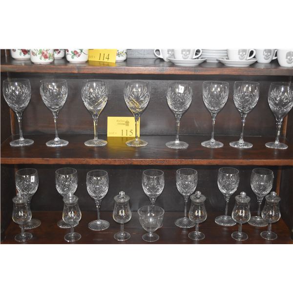 ROYAL DOULTON STEMMED WINE GLASSES & WHISKY TASTING GLASSES W/LIDS (21 PCS)