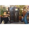 Image 1 : ANTIQUE CURIOSITY CABINET W/2 GLASS DOORS & EXTERIOR SHELVING