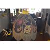 Image 2 : ANTIQUE ART NOUVEAU STYLE FLOOR LAMP W/FRINGED FABRIC LAMP SHADE