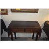 Image 2 : CHINESE HARDWOOD CONDO/STUDIO SIZE DESK W/2 SIDE EXTENSIONS & 2 DRAWERS (30" X 15" X 19" W/O EXTENSI