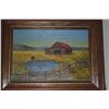 Image 2 : FRAMED OIL PAINTING, BARN & POND; SIGNED BRIMMER (9" X 7")