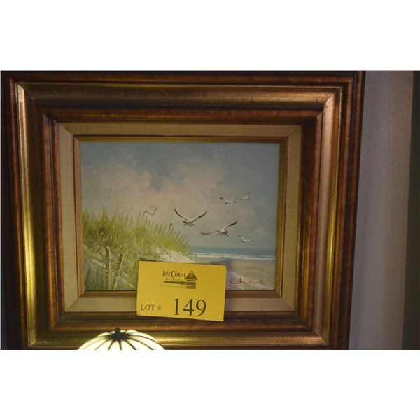 FRAMED OIL PAINTING ON CANVAS, SEASIDE LANDSCAPE; SIGNED CHUN H.