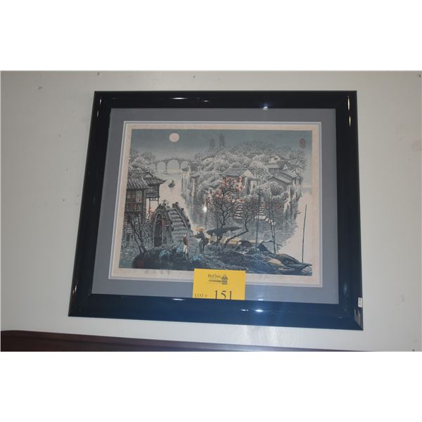 FRAMED LIMITED EDITION WOODBLOCK PRINT; SIGNED & DATED 1992 ( 24 1/4" X 21")