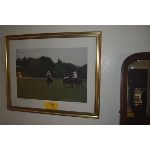 GILT FRAMED ART, "POLO IN WAIMANALO" BY ALANA L. DUPONT (24 1/2" X 30 1/2")