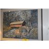 Image 1 : FRAMED PAINTING, COVERED BRIDGE/LANDSCAPE; SIGNED HARWOOD 11/10/72 (36" X 29")