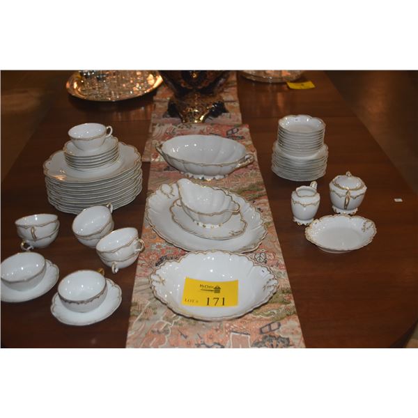 HAVILAND LIMOGES CHINA PLATES, BOWLS, CUPS & SAUCERS, SERVING PIECES, CREAMER & SUGAR (51 PCS)