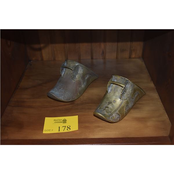PAIR ANTIQUE SPANISH COLONIAL BRASS STIRRUPS (PAIR)