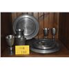 Image 1 : COLLECTION OF PEWTER CHARGERS, PLATES, WINE GLASSES & CUPS (23 PCS)