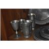 Image 5 : COLLECTION OF PEWTER CHARGERS, PLATES, WINE GLASSES & CUPS (23 PCS)