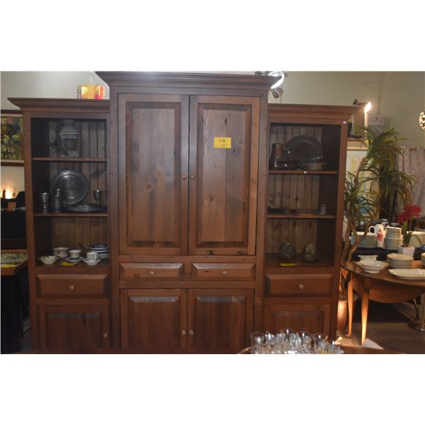ENTERTAINMENT CABINET, 3 SECTION W/SHELVING & STORAGE
