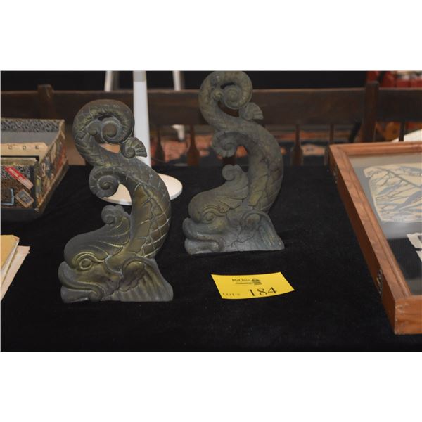 PAIR OF HEAVY CAST METAL KOI FISH, DOUBLE SIDED (PAIR)