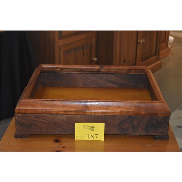 KOA WOOD DISPLAY CASE (MISSING GLASS)