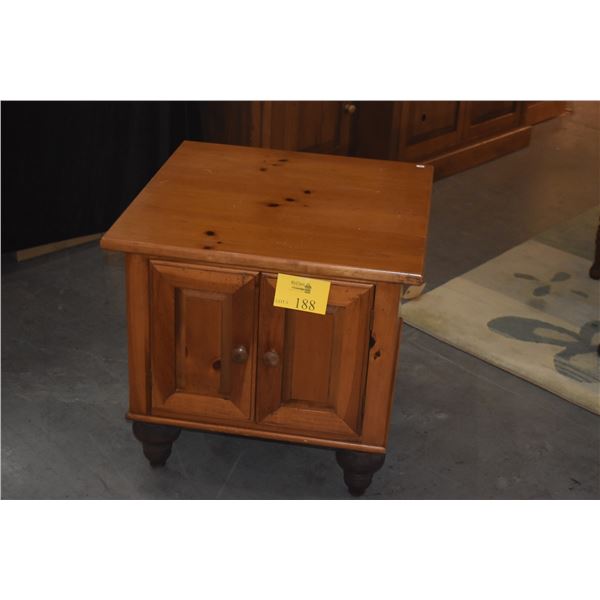 SOLID PINE NIGHTSTAND/END TABLE W/2 DOORS (26" X 26" X 24")