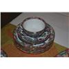 Image 11 : COLLECTION OF CHINESE FAMILLE ROSE PLATES, BOWLS, CUPS & SAUCERS & PLATTER (DOES NOT INCLUDE STAND)