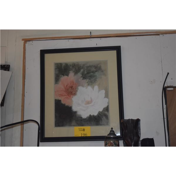 FRAMED WATERCOLOR, FLOWERS; CHOP SIGNED (22 1/2" X 25 1/2")