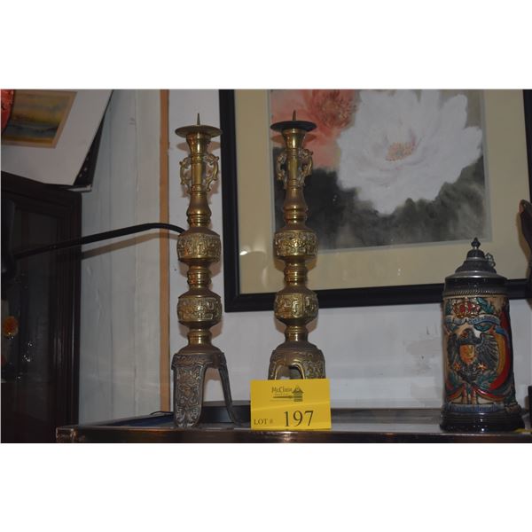 PAIR JAPANESE BRASS CANDLESTICKS (PAIR)