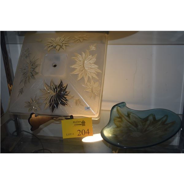 VINTAGE MID CENTURY CEILING LIGHT COVER & MARANO STYLE ART GLASS BOWL (2 PCS)