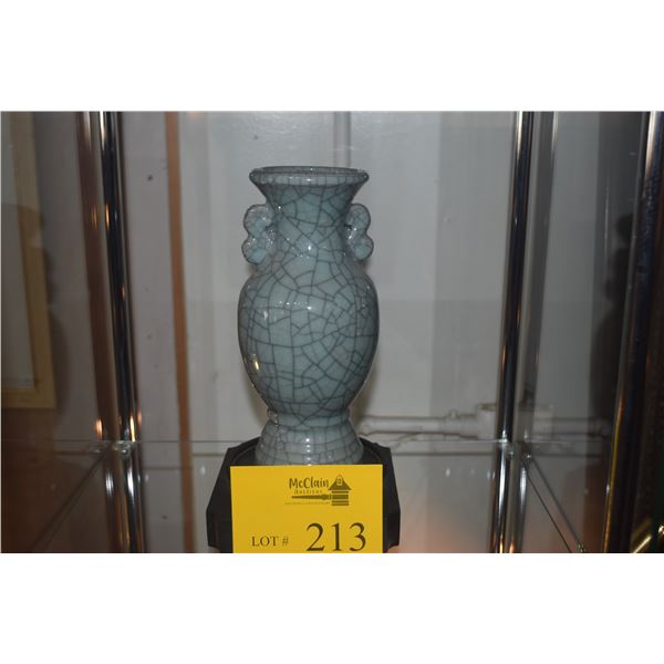 CHINESE MONOCHROME CRACKLE GLAZE VASE (9")