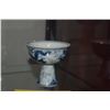 Image 3 : CHINESE DRAGON FOOTED PORCELAIN CUP, BLUE & WHITE, MARKED GREAT MING YUANDE (3 1/2" X 3 1/4")