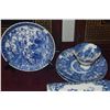 Image 2 : COLLECTION OF VINTAGE BLUE & WHITE PILLOW, PLATES, CUPS, VASE & GINGER JARS (9 PCS) (DOES NOT INCLUD