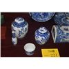 Image 4 : COLLECTION OF VINTAGE BLUE & WHITE PILLOW, PLATES, CUPS, VASE & GINGER JARS (9 PCS) (DOES NOT INCLUD