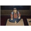 Image 3 : HAKATA DOLLS, MOUNTED HAKATA URASAKI CERAMIC 3D FIGURES & FRAMED WATERCOLOR OF A HAWK ON PINE TREE (