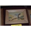 Image 5 : HAKATA DOLLS, MOUNTED HAKATA URASAKI CERAMIC 3D FIGURES & FRAMED WATERCOLOR OF A HAWK ON PINE TREE (
