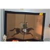 Image 1 : 4 PANEL CHINESE PAPER SCREEN, CHINESE RIDER ON HORSE (35 1/2" X 54")
