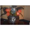 Image 2 : VINTAGE OKINAWAN DACHIBIN CRESENT CONTAINER W/FLORAL ARRANGEMENT (6 1/2" X 9")