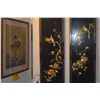 Image 2 : PAIR CHINESE INLAID MOTHER OF PEARL BIRD & FLOWER HANGING WALL PANELS (PAIR) (36" X 12" EA.)