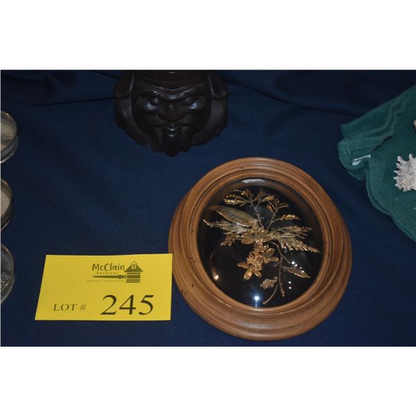 ROSEWOOD CARVING & FRAMED HAWAIIAN FLOWERS (2 PCS)