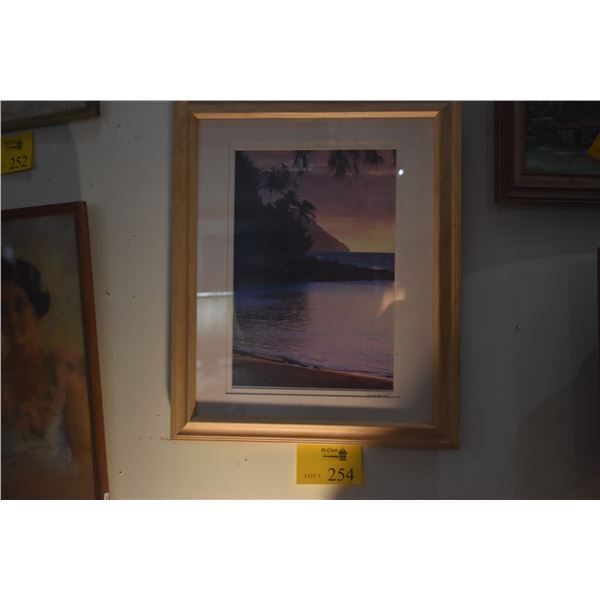 FRAMED PHOTO PRINT, SHORELINE; SIGNED BOB WRIGHT (18" X 23")