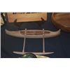 Image 3 : VINTAGE HAND CARVED WOODEN OUTRIGGER CANOE MODEL, LASER CUT WOOD HUMPBACK WHALE SCULPTURE & MONKEYPO