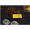 Image 1 : ROSENTHAL CRYSTAL SHELL CANDLE HOLDERS & BROWN CRYSTAL TURTLE (3 PCS) (DOES NOT INCLUDE STAND)