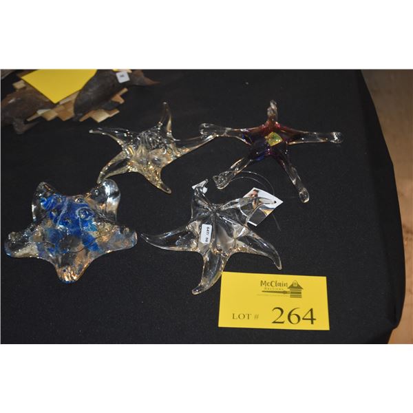 COLLECTION OF GLASS STARFISH (1 SIGNED) (4 PCS)