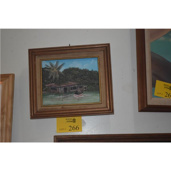 FRAMED OIL PAINTING, "HALEIWA"; SIGNED (14" X 12")