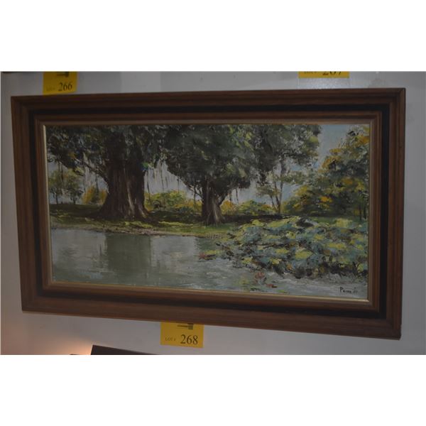 FRAMED OIL ON CANVAS; SIGNED PIANE '67 (35" X 20")