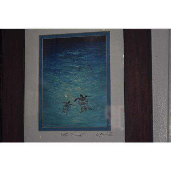 FRAMED PRINT, "LOVE CALLING"; SIGNED E. GARCIA (16 1/4" X 19")