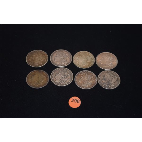 MORGAN SILVER DOLLARS - 1886 (1), 1896 (1), 1899 (1), 1921 (5) (8 PCS)