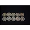 Image 12 : 1940-1949 WASHINTON SILVER QUARTERS - 1940 (4), (1941 (6), 1942 (11),1943 (10), 1944 (10), 1945 (5),
