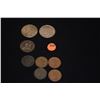 Image 1 : 1830 CAPPED BUST HALF DOLLAR, BRAIDED HAIR LARGE CENT, COPPER COINS (5) & PEACE SILVER DOLLARS (2) (