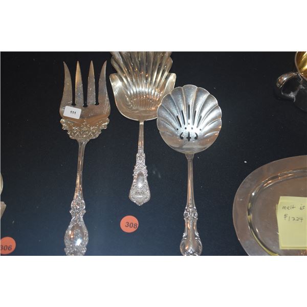 STERLING SILVER SERVING SPOONS & FORK (230 GTW) (3 PCS)